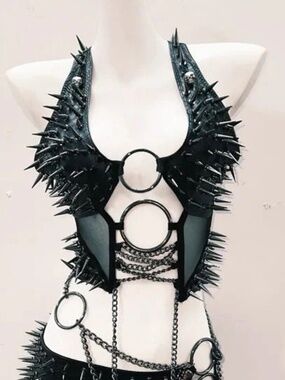 Goth Spike O-ring punk lingerie rave top chains